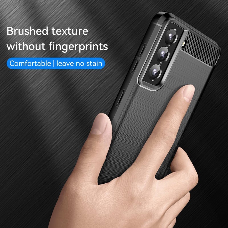 Aikcks for Samsung Galaxy S21 5G Phone case, Shockproof, Scratch Resistant Carbon Fiber Jacket, Soft TPU, for Galaxy S21 5G case (Black) - Image 3